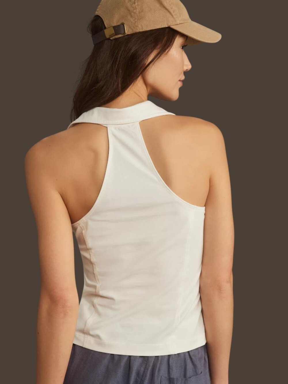 Anthropologie Pilcro Reworked Halter Tank V Neck White Large - Picture 5 of 12
